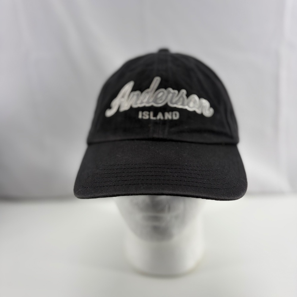 J America Anderson Island Black Cotton Baseball Cap Adjustable Dad Hat Mens